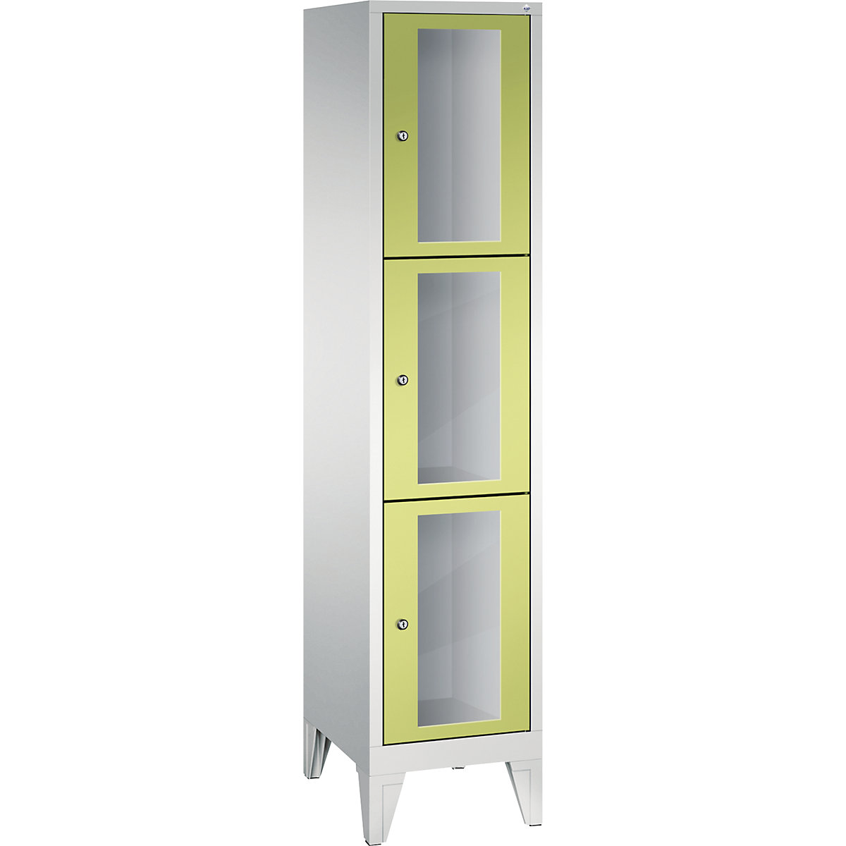 CLASSIC locker unit, compartment height 510 mm, with feet – C+P, 3 compartments, width 420 mm, viridian green door-4