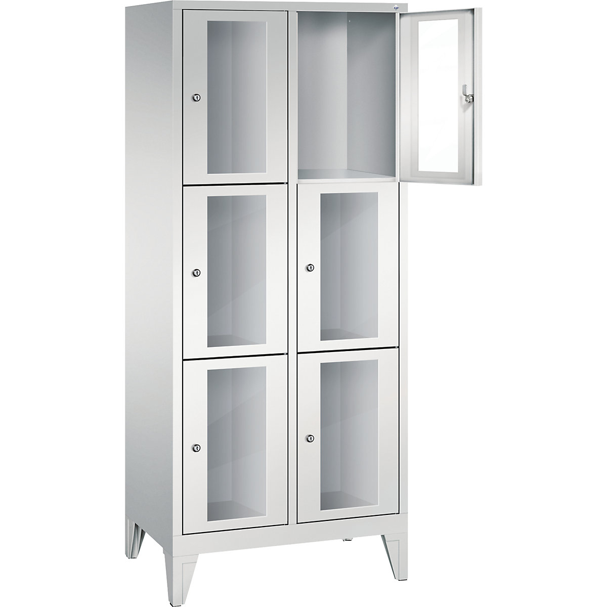 C+P – CLASSIC locker unit, compartment height 510 mm, with feet, 6 compartments, width 810 mm, light grey door