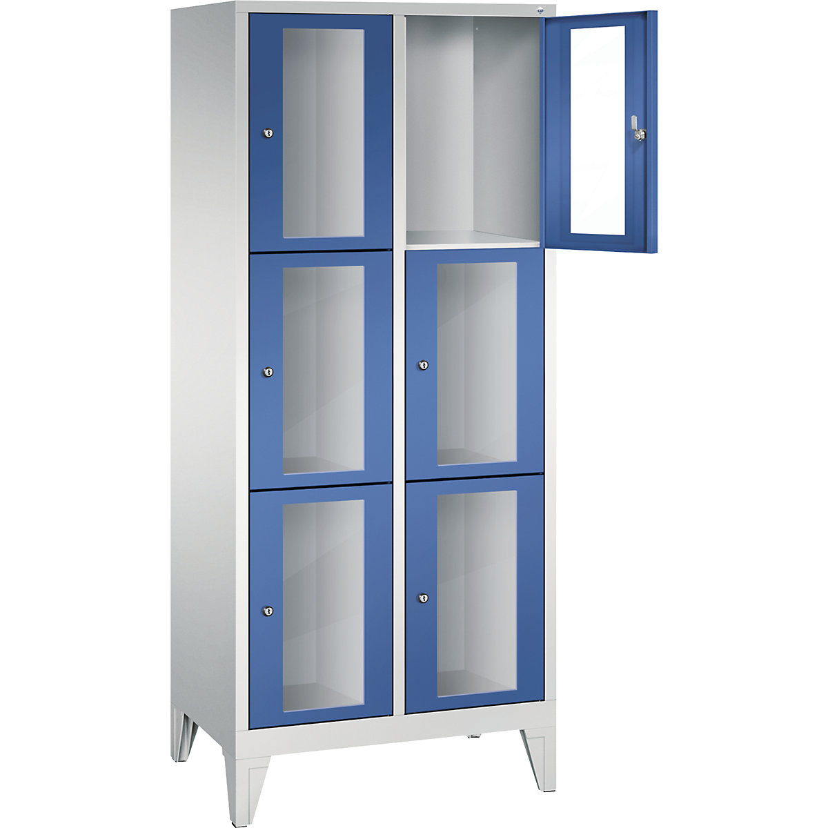 C+P – CLASSIC locker unit, compartment height 510 mm, with feet, 6 compartments, width 810 mm, gentian blue door