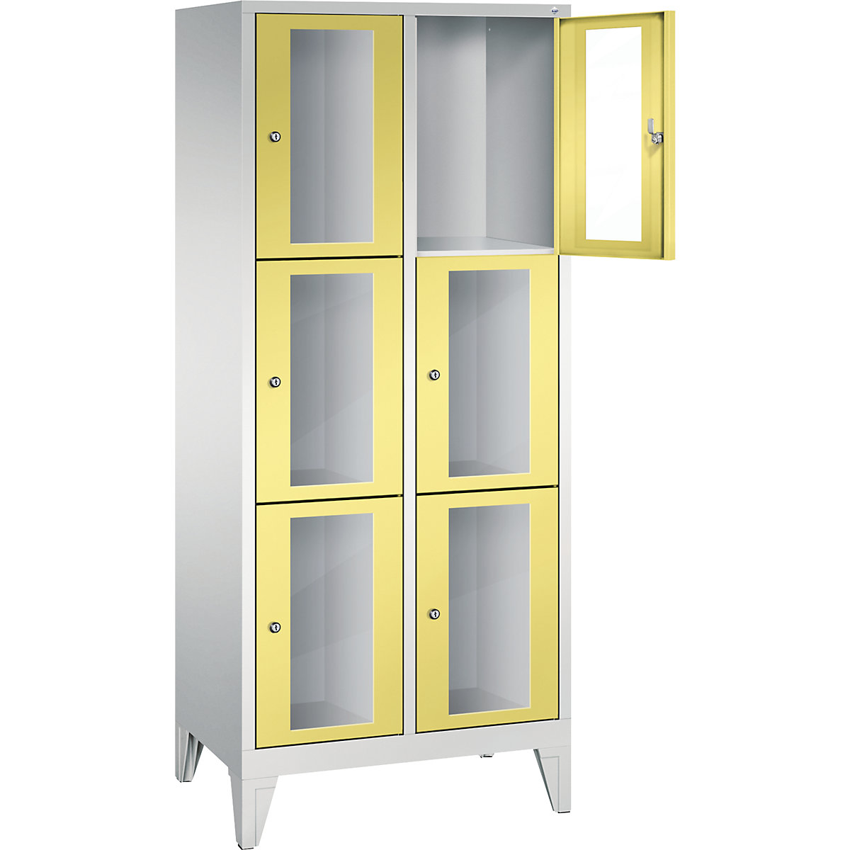 C+P – CLASSIC locker unit, compartment height 510 mm, with feet, 6 compartments, width 810 mm, sulphur yellow door