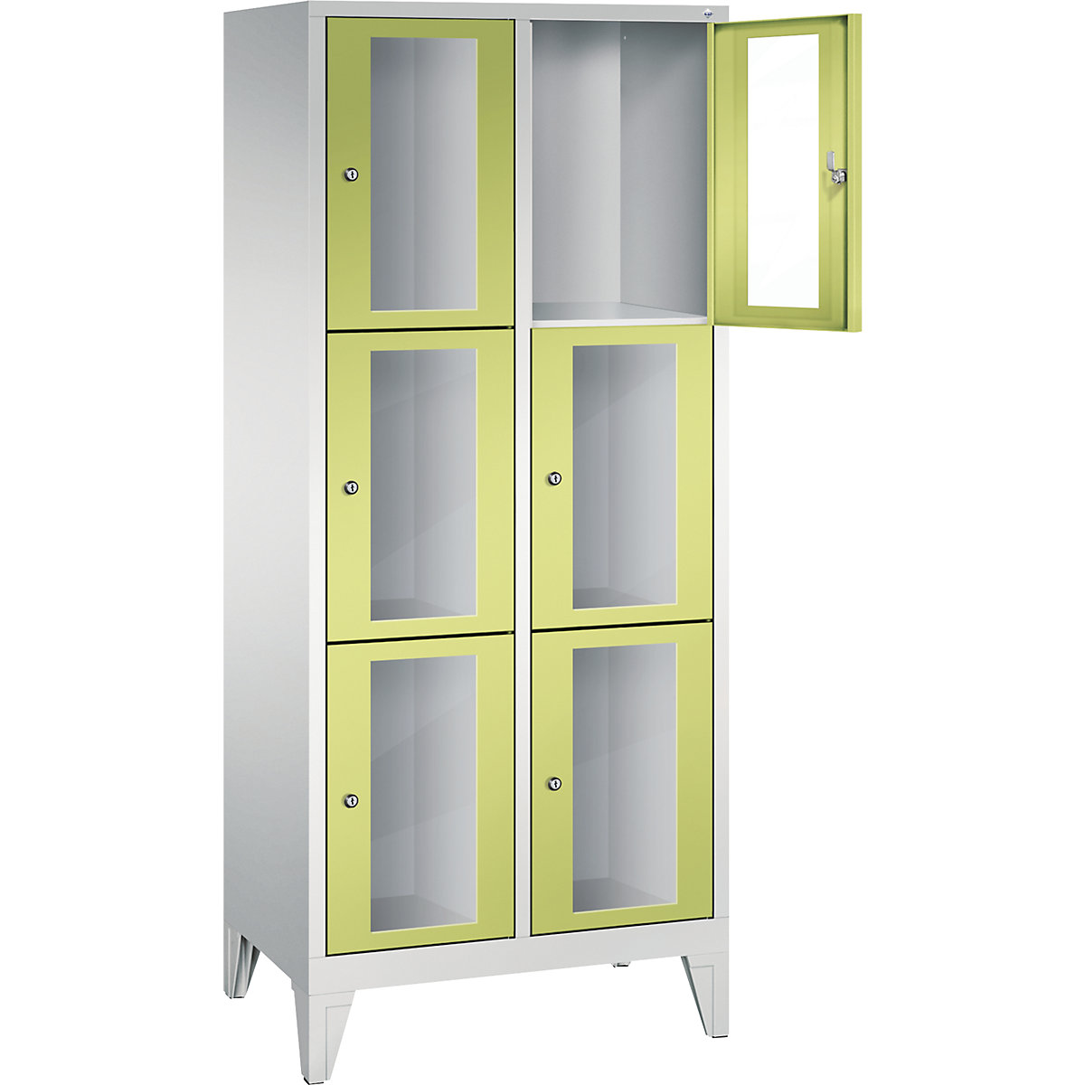 C+P – CLASSIC locker unit, compartment height 510 mm, with feet, 6 compartments, width 810 mm, viridian green door