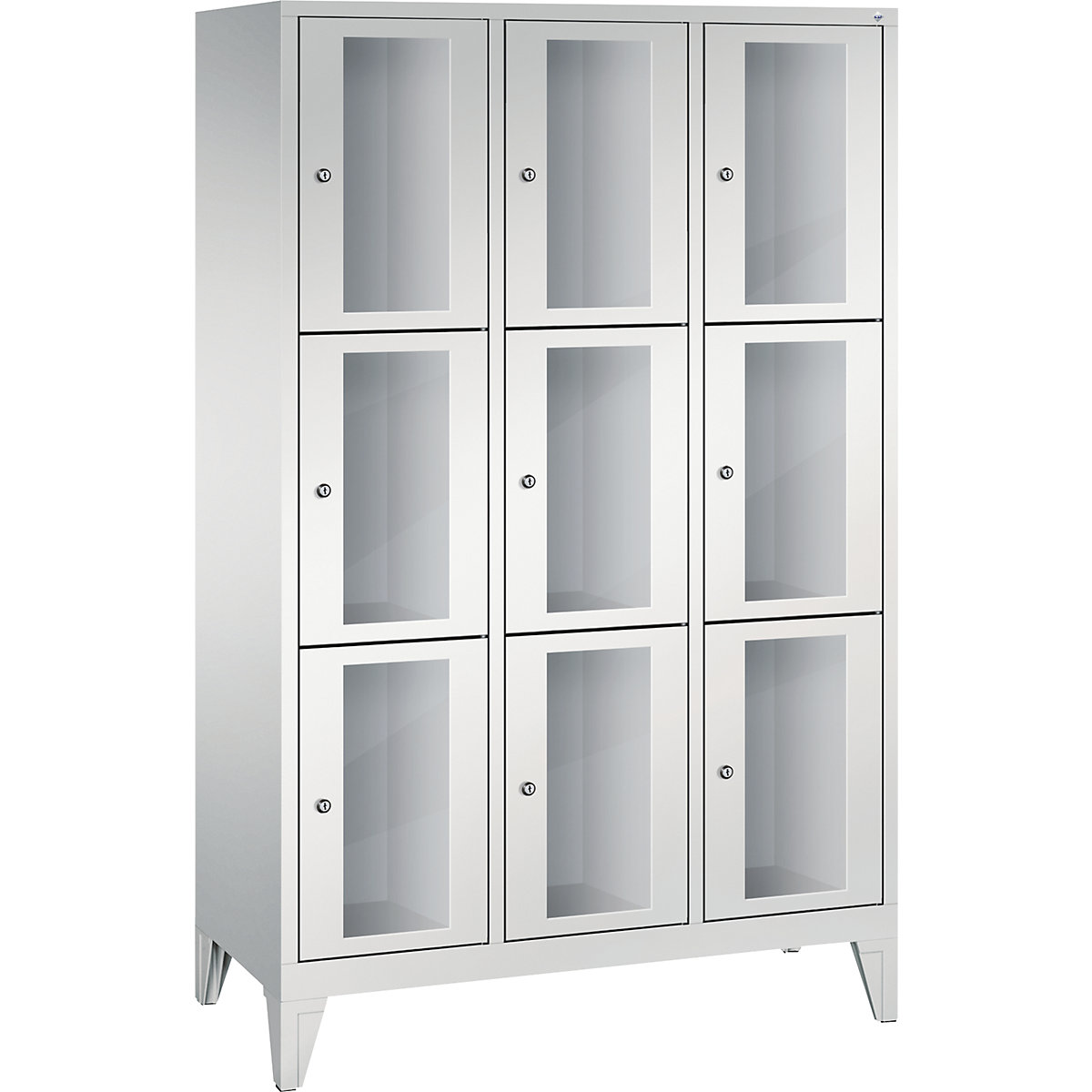 CLASSIC locker unit, compartment height 510 mm, with feet – C+P, 9 compartments, width 1200 mm, light grey door-7