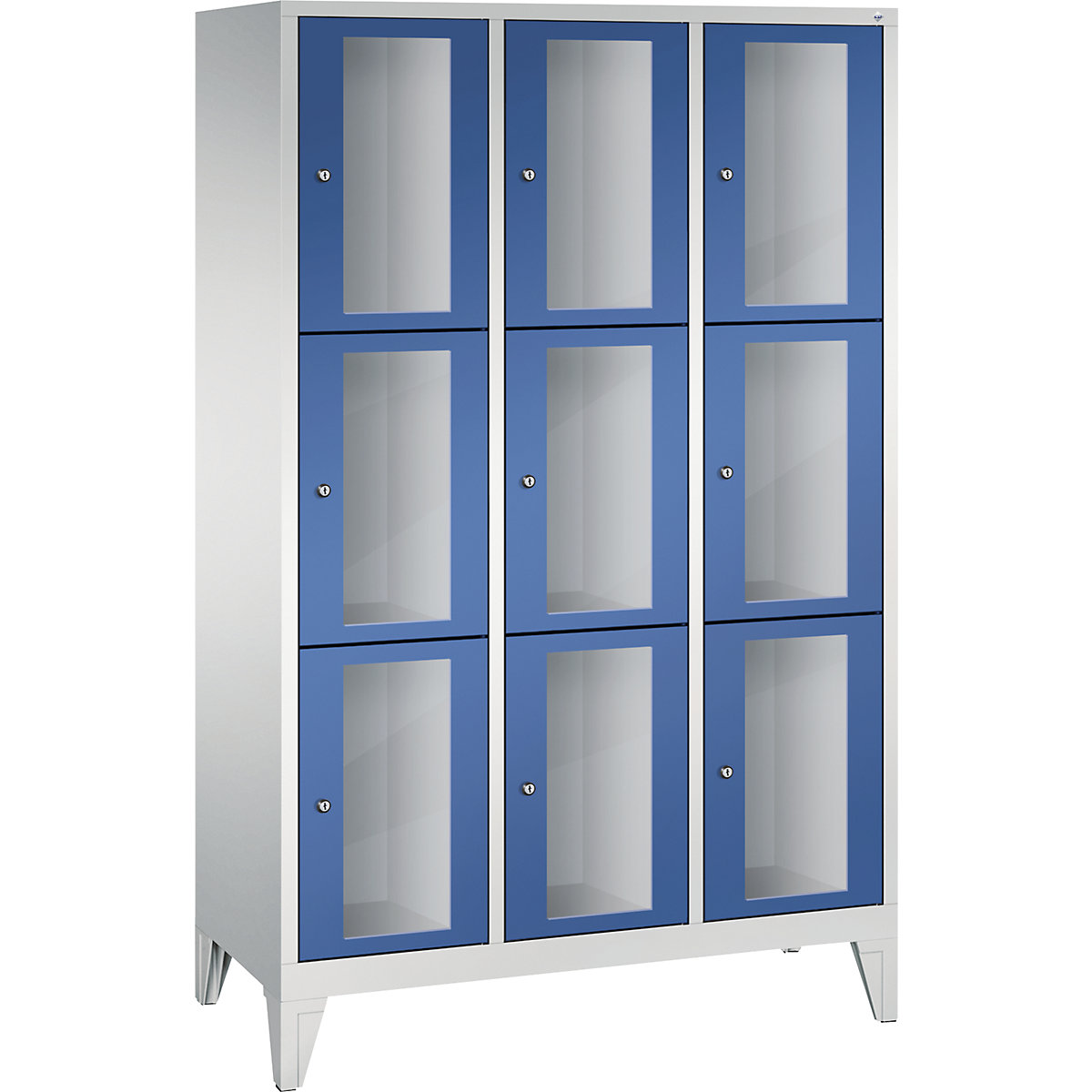 CLASSIC locker unit, compartment height 510 mm, with feet – C+P, 9 compartments, width 1200 mm, gentian blue door-5