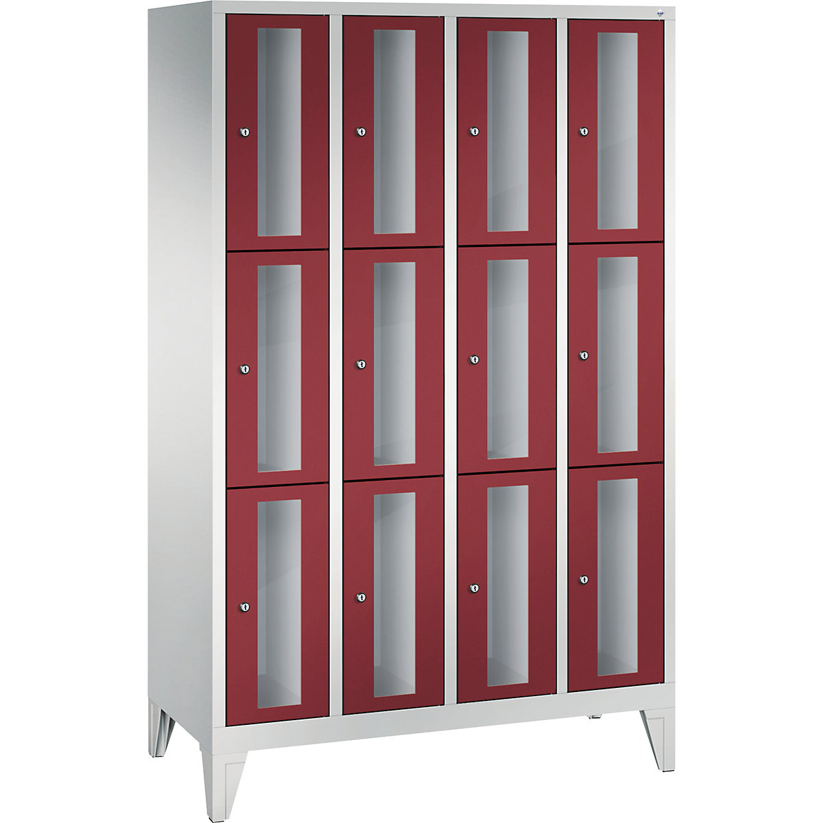CLASSIC locker unit, compartment height 510 mm, with feet – C+P, 12 compartments, width 1190 mm, ruby red door-8