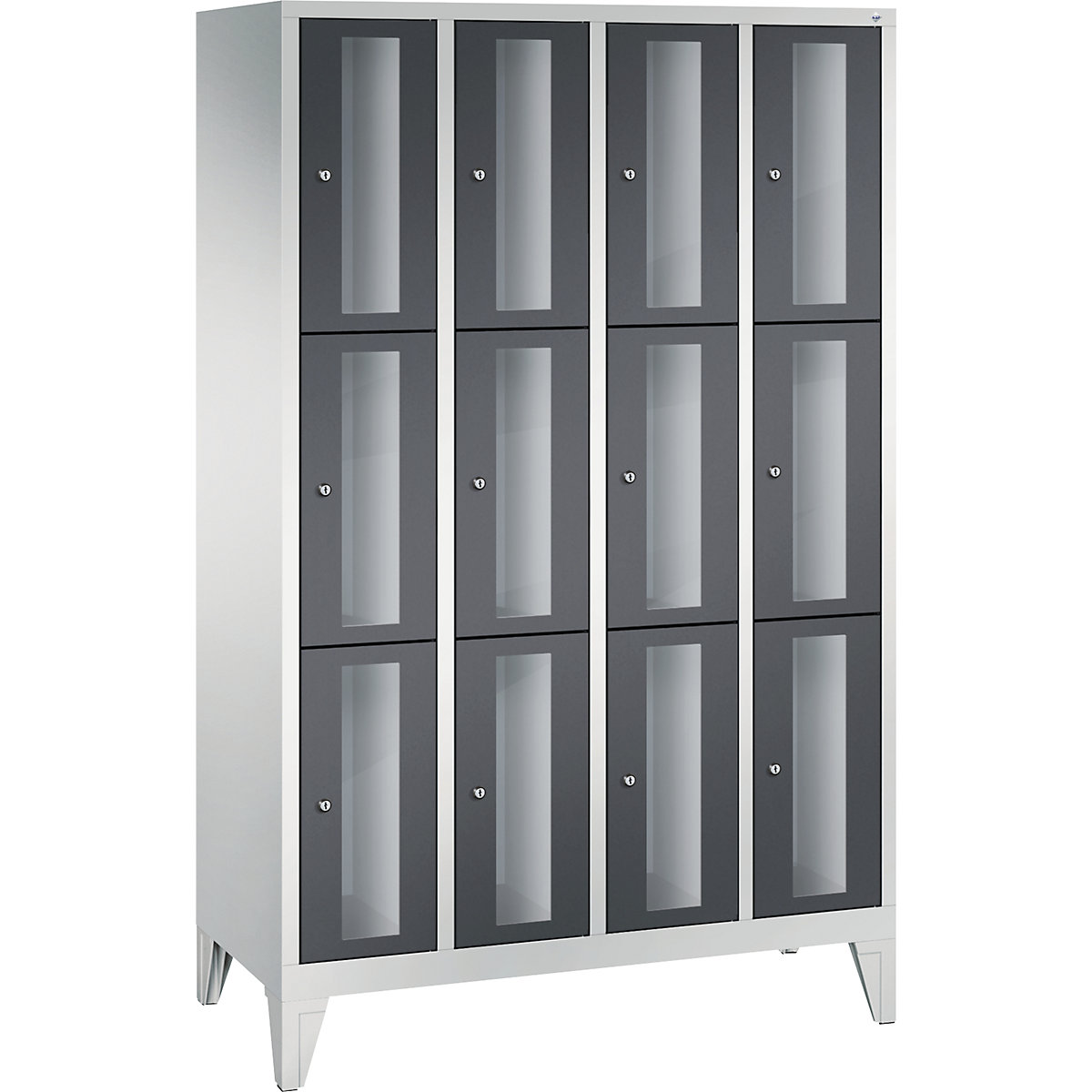 CLASSIC locker unit, compartment height 510 mm, with feet – C+P, 12 compartments, width 1190 mm, black grey door-6