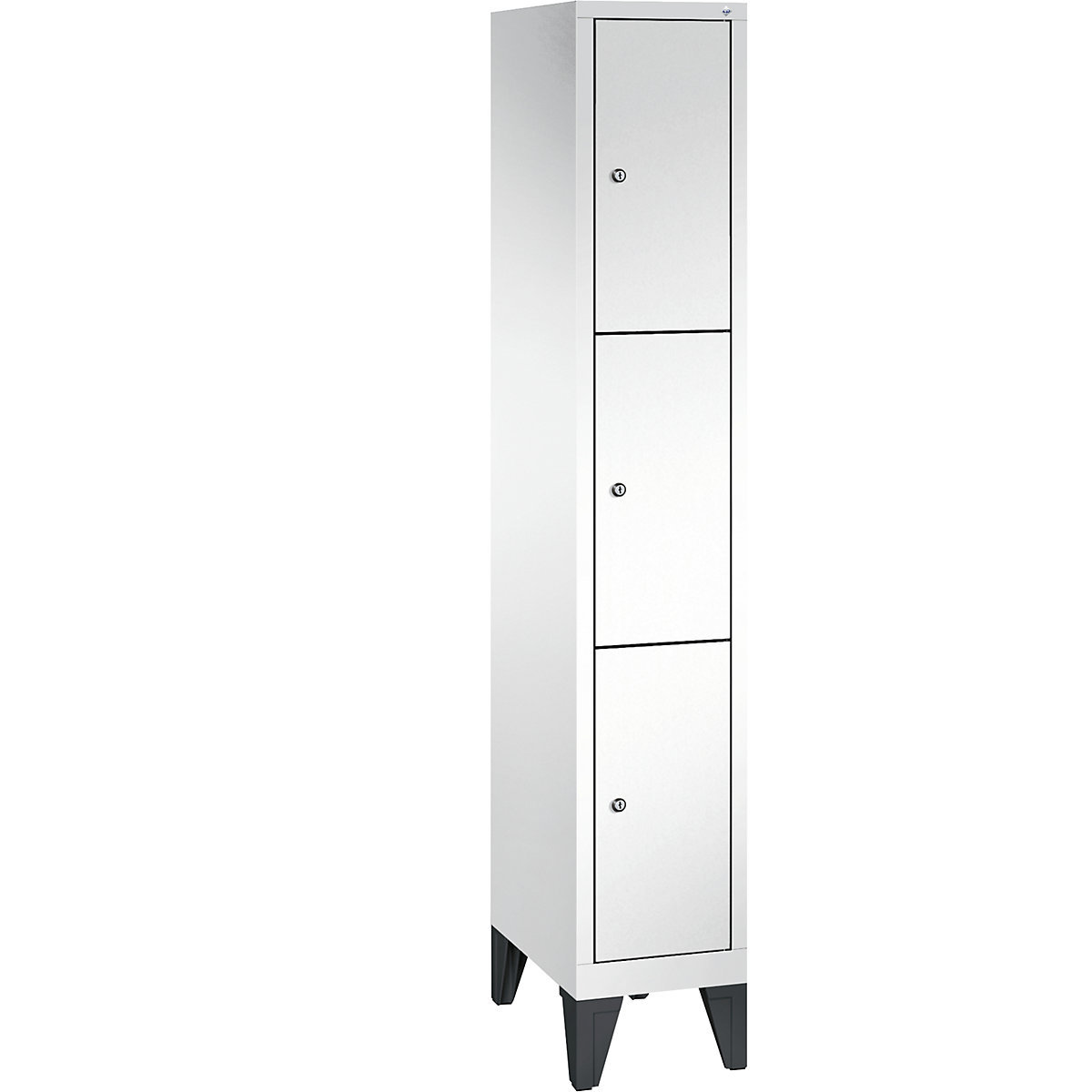 CLASSIC locker unit with feet – C+P, 1 compartment, 3 shelf compartments, compartment width 300 mm, traffic white-8