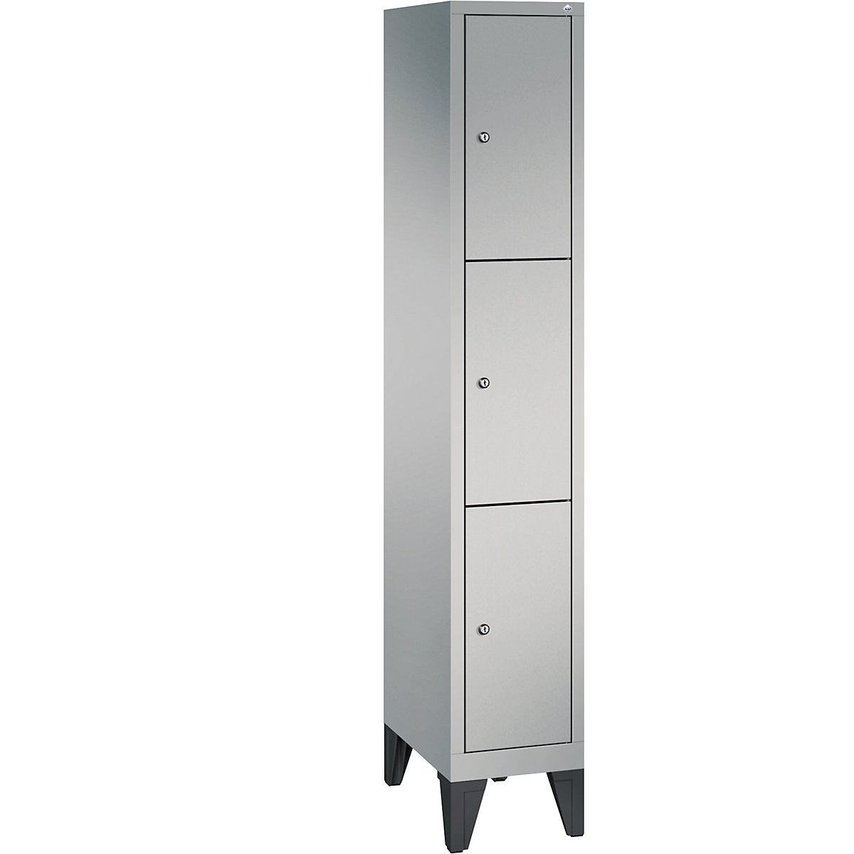 CLASSIC locker unit with feet – C+P, 1 compartment, 3 shelf compartments, compartment width 300 mm, white aluminium-5