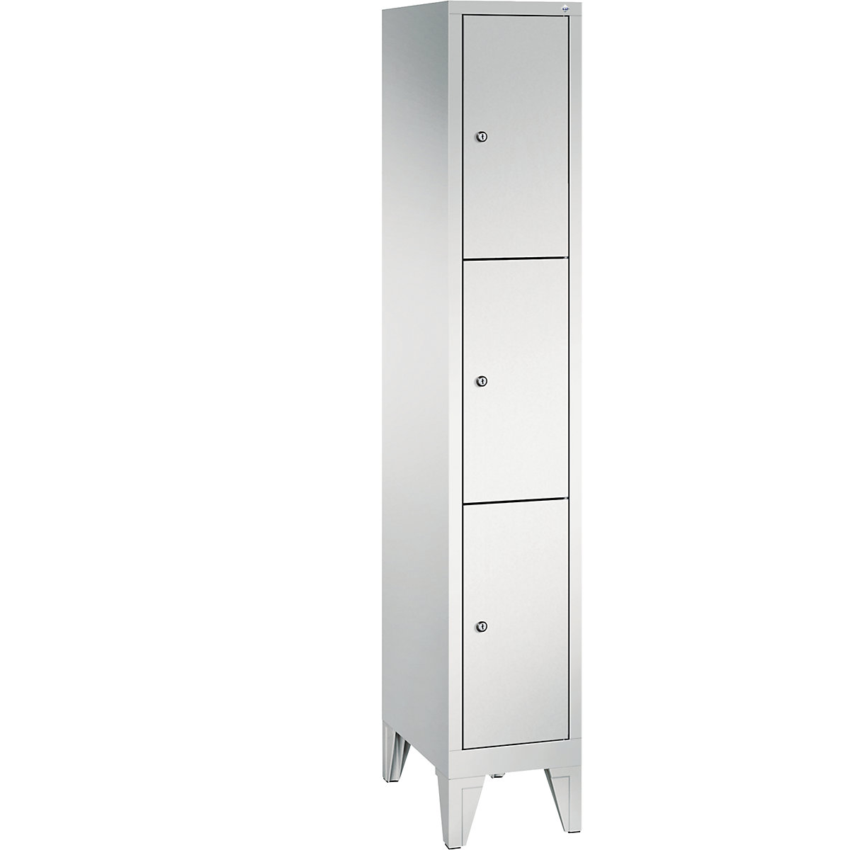 CLASSIC locker unit with feet – C+P, 1 compartment, 3 shelf compartments, compartment width 300 mm, light grey-12