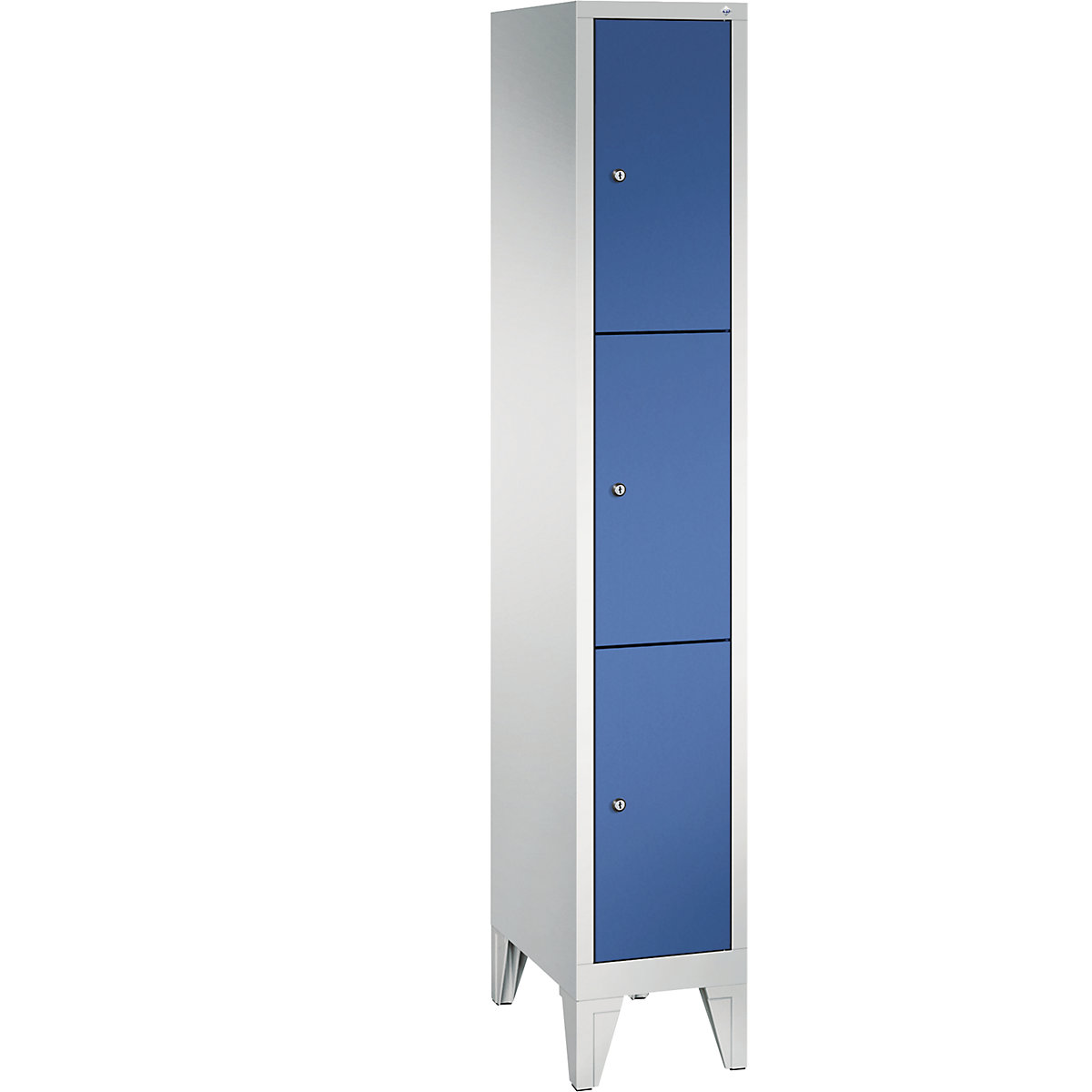 CLASSIC locker unit with feet – C+P, 1 compartment, 3 shelf compartments, compartment width 300 mm, light grey / gentian blue-11