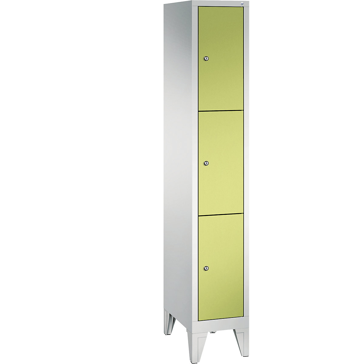 CLASSIC locker unit with feet – C+P, 1 compartment, 3 shelf compartments, compartment width 300 mm, light grey / viridian green-7