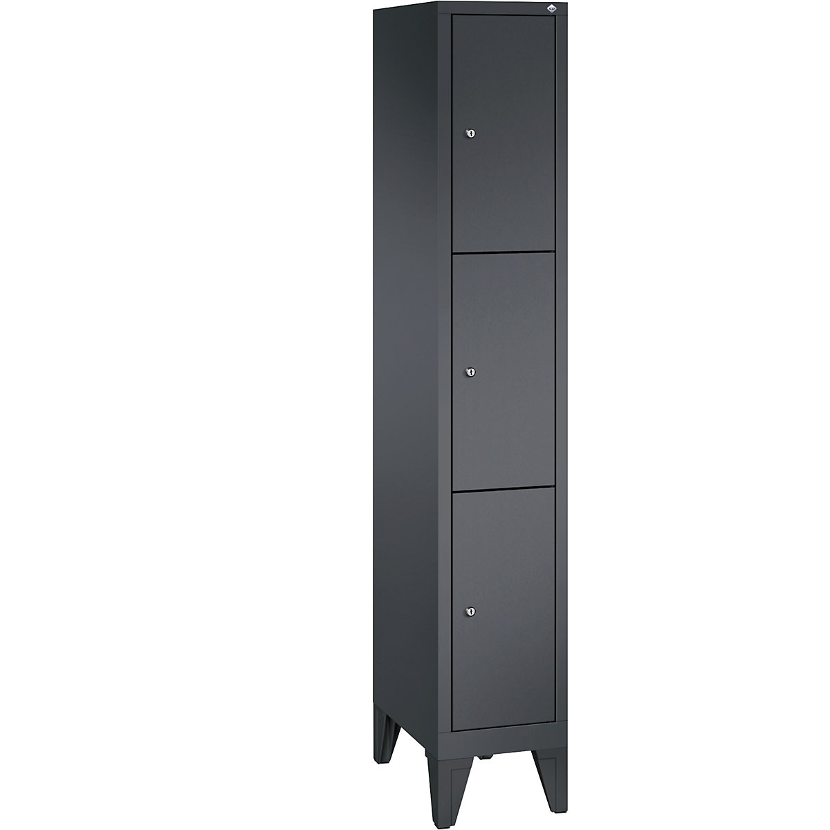 CLASSIC locker unit with feet – C+P, 1 compartment, 3 shelf compartments, compartment width 300 mm, black grey-13