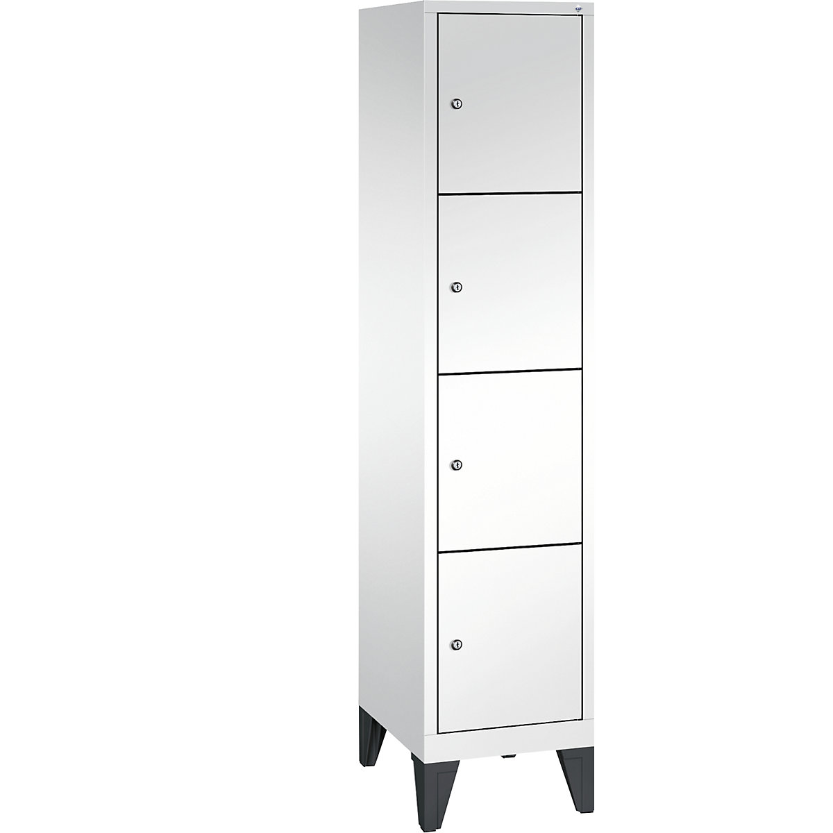 CLASSIC locker unit with feet – C+P, 1 compartment, 4 shelf compartments, compartment width 400 mm, traffic white-10
