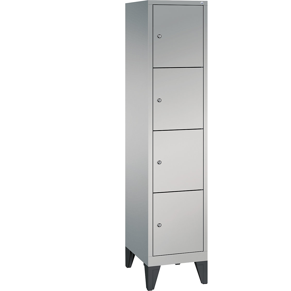 CLASSIC locker unit with feet – C+P, 1 compartment, 4 shelf compartments, compartment width 400 mm, white aluminium-7