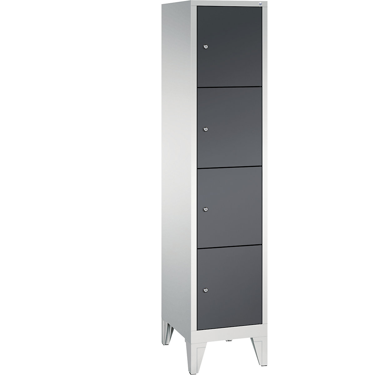 CLASSIC locker unit with feet – C+P, 1 compartment, 4 shelf compartments, compartment width 400 mm, light grey / black grey-13