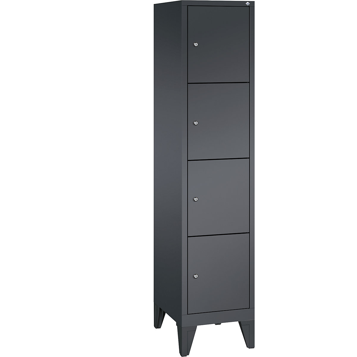 CLASSIC locker unit with feet – C+P, 1 compartment, 4 shelf compartments, compartment width 400 mm, black grey-12
