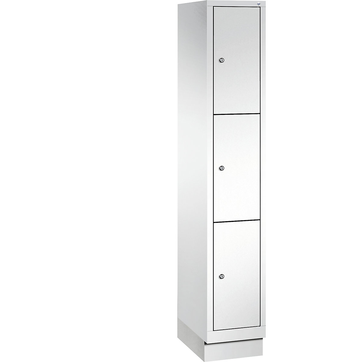 CLASSIC locker unit with plinth – C+P, 1 compartment, 3 shelf compartments, compartment width 300 mm, traffic white-13