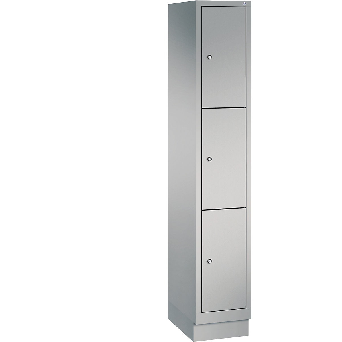 CLASSIC locker unit with plinth – C+P, 1 compartment, 3 shelf compartments, compartment width 300 mm, white aluminium-8