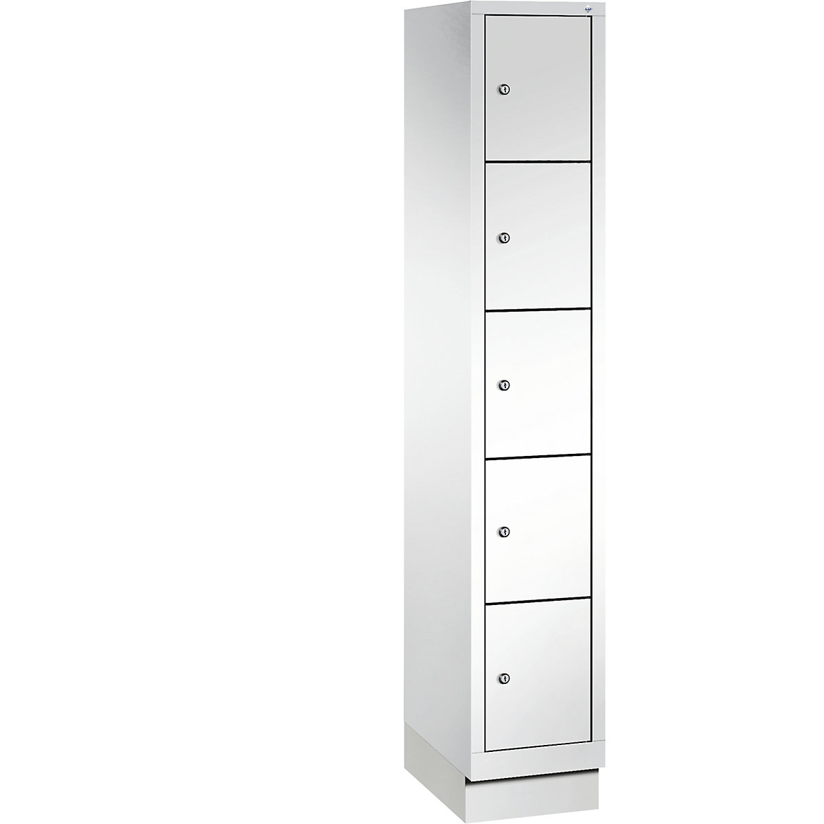 CLASSIC locker unit with plinth – C+P, 1 compartment, 5 shelf compartments, compartment width 300 mm, traffic white-3