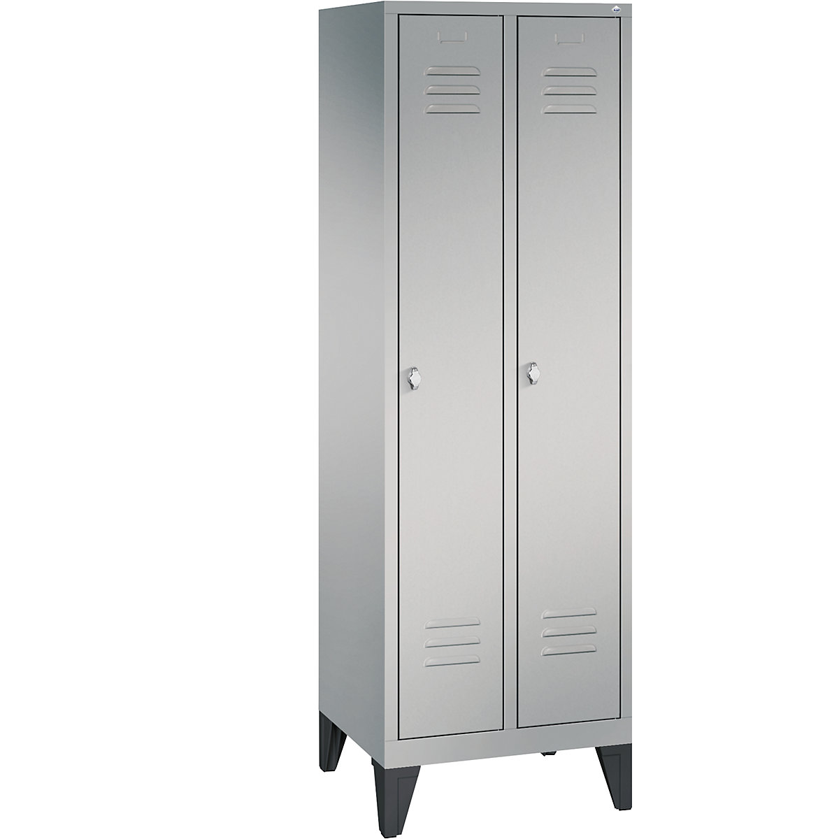 CLASSIC storage cupboard with feet – C+P, 2 compartments, compartment width 300 mm, white aluminium-6