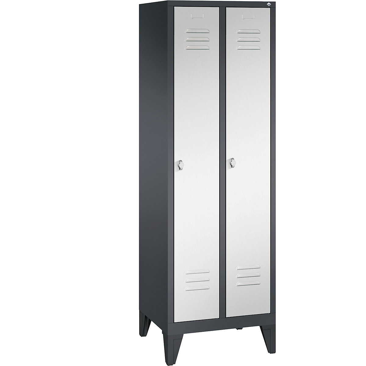 CLASSIC storage cupboard with feet – C+P, 2 compartments, compartment width 300 mm, black grey / light grey-8