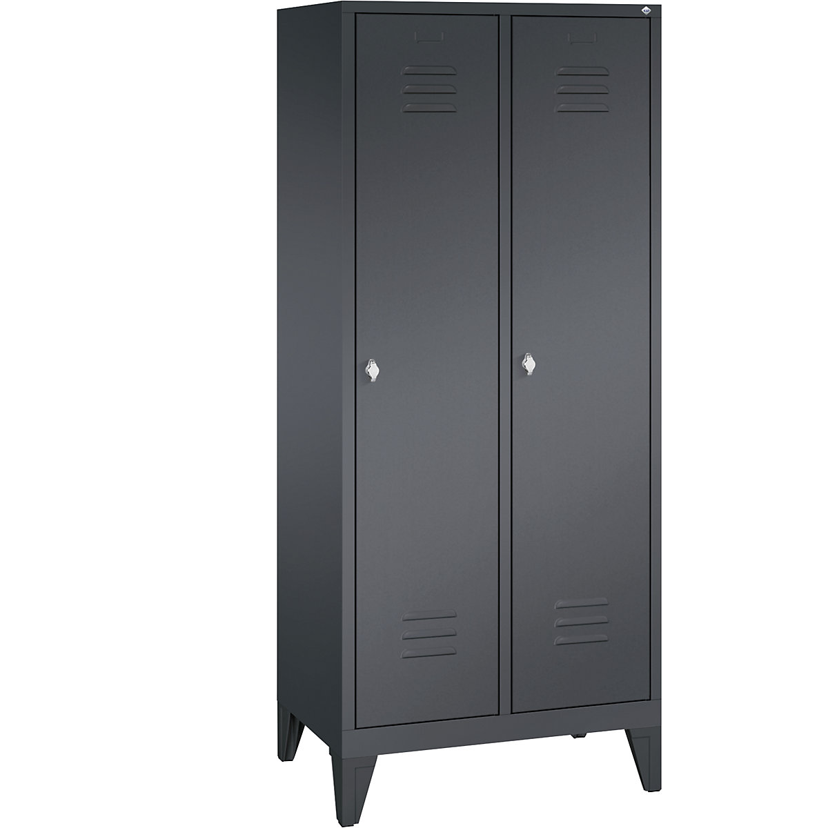 CLASSIC storage cupboard with feet – C+P, 2 compartments, compartment width 400 mm, black grey-6