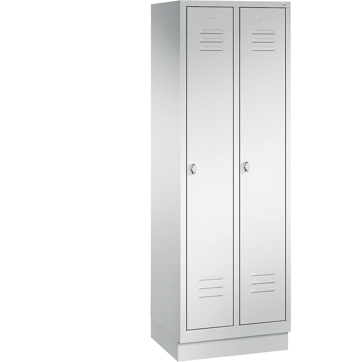 CLASSIC storage cupboard with plinth – C+P, 2 compartments, compartment width 300 mm, light grey-3