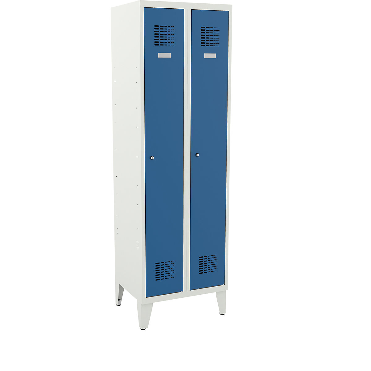 Cloakroom locker, HxWxD 1940 x 600 x 500 mm, with feet, light blue doors-1