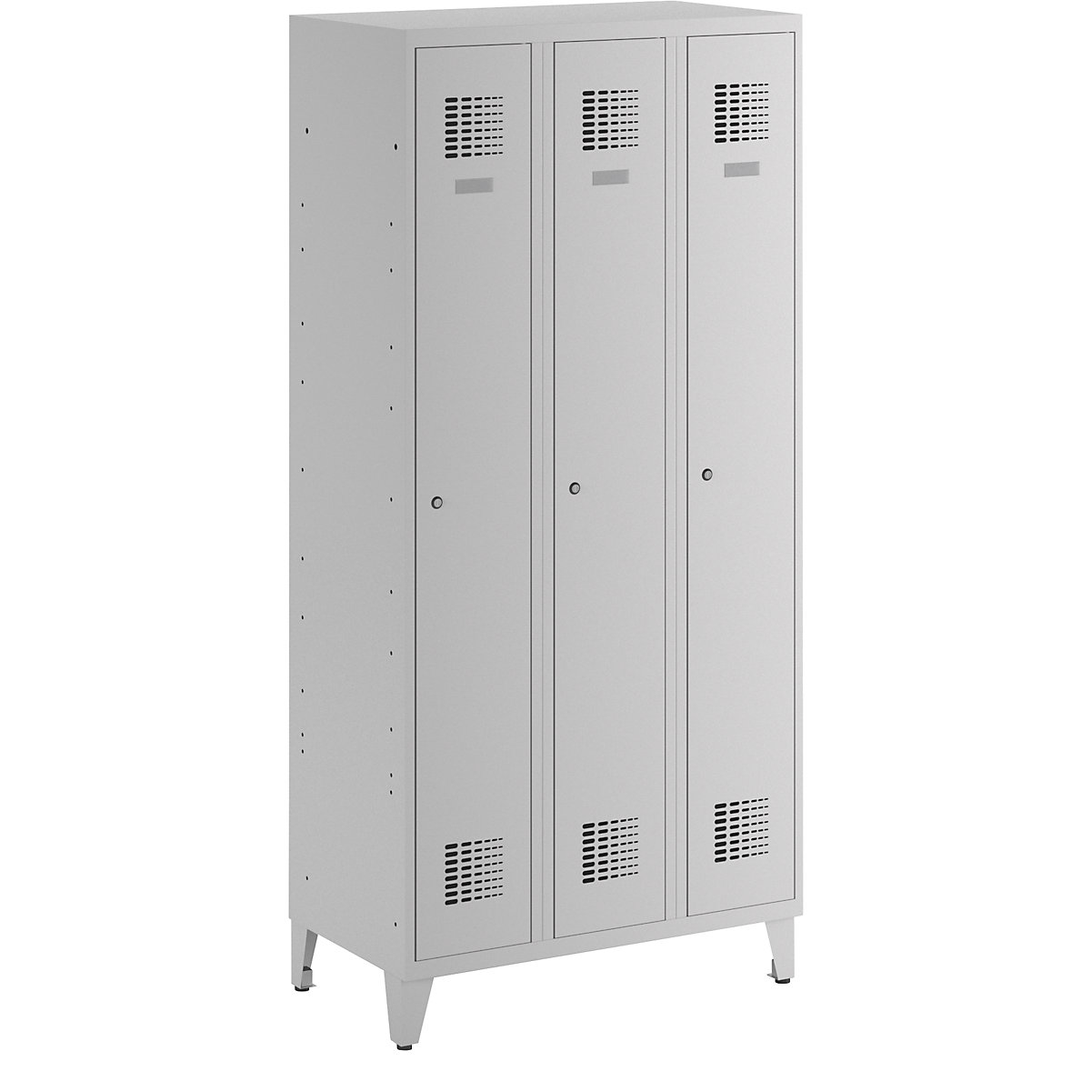 Cloakroom locker, HxWxD 1940 x 900 x 500 mm, with feet, light grey doors-1