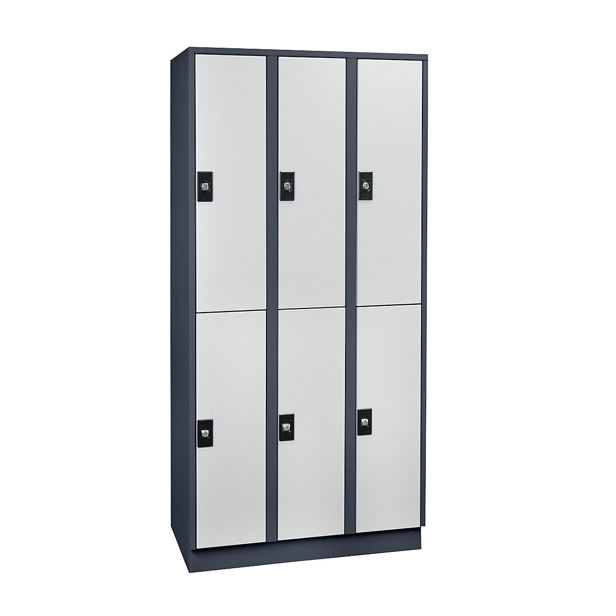Cloakroom locker – Wolf, 6 compartments, width 900 mm, charcoal / light grey-9