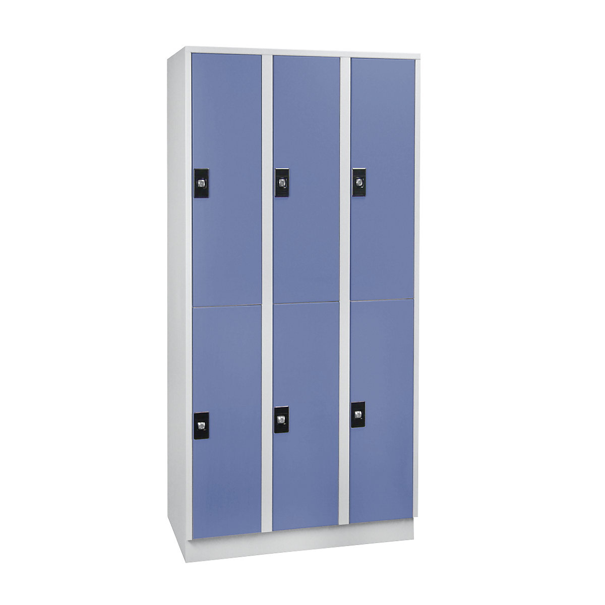 Cloakroom locker – Wolf, 6 compartments, width 900 mm, light grey / pigeon blue-6