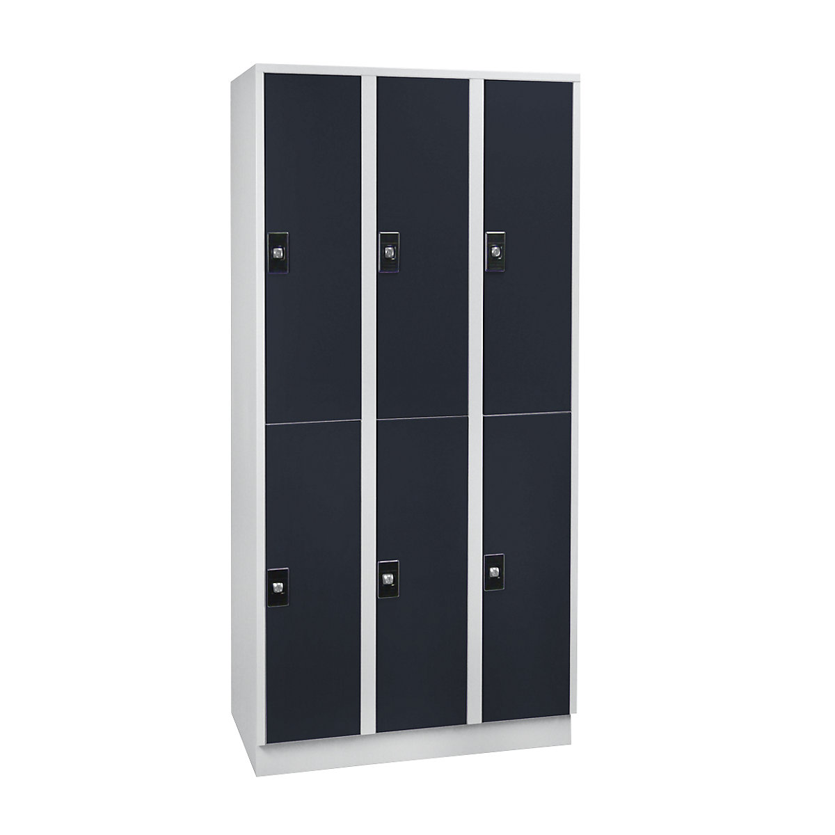 Cloakroom locker – Wolf, 6 compartments, width 900 mm, light grey / anthracite grey-7