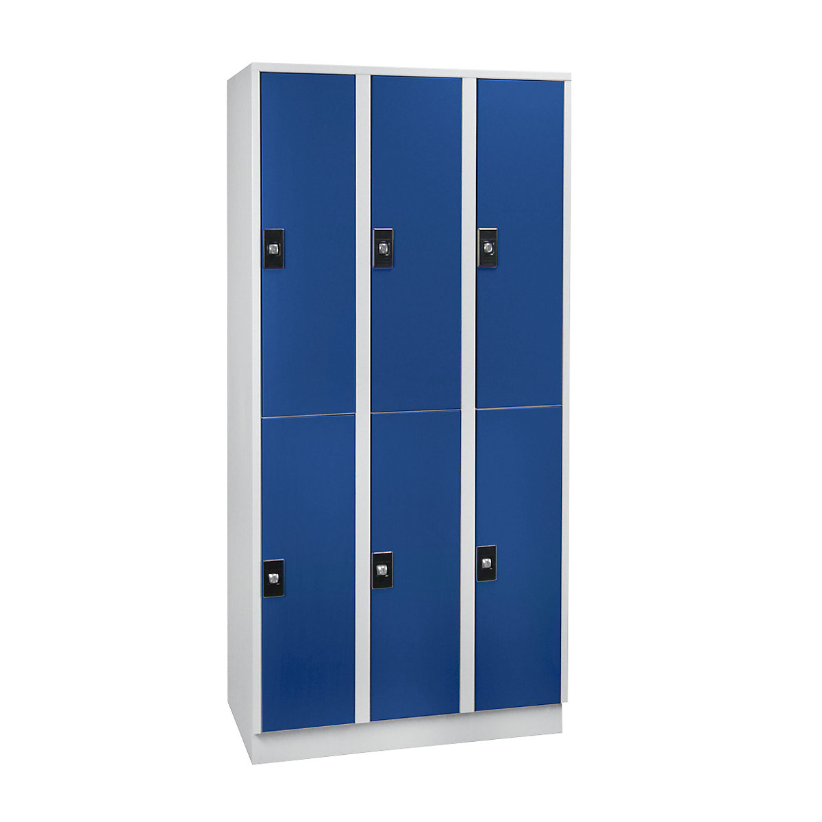 Cloakroom locker – Wolf, 6 compartments, width 900 mm, light grey / gentian blue-5