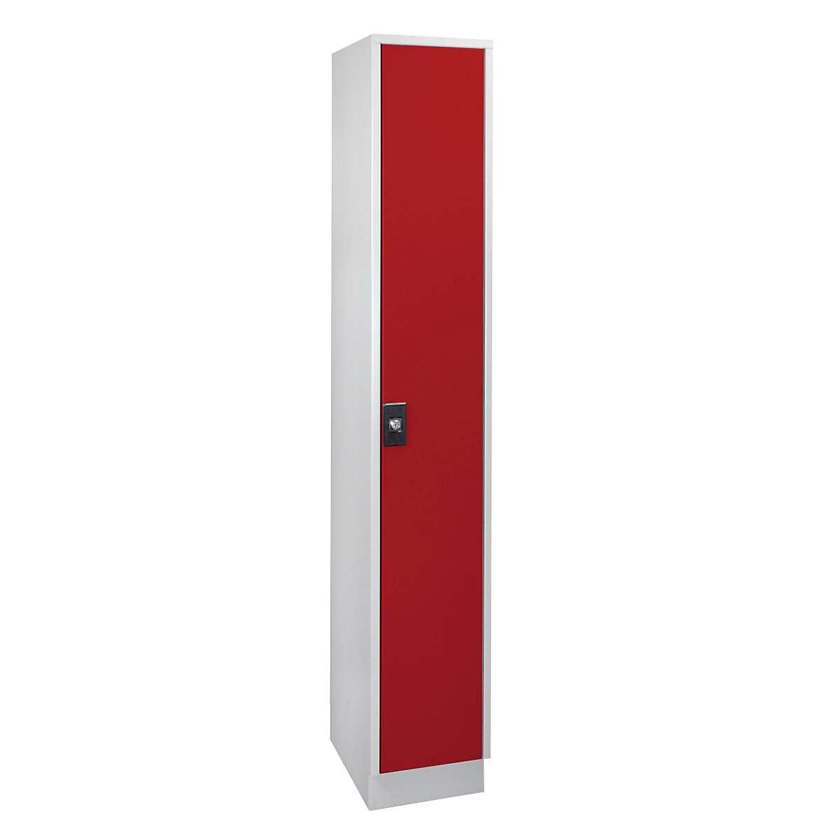 Cloakroom locker – Wolf, 1 x 300 mm wide compartment, light grey / flame red-6