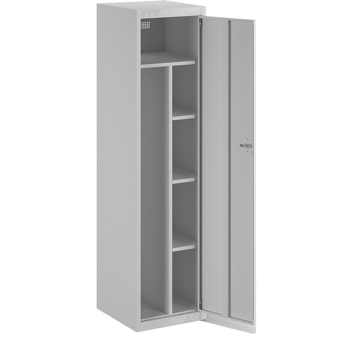 Cloakroom locker system – eurokraft basic, with standard and extension modules, HxWxD 1800 x 450 x 500 mm, 1 hat shelf, 3 shelves, light grey, standard unit-5