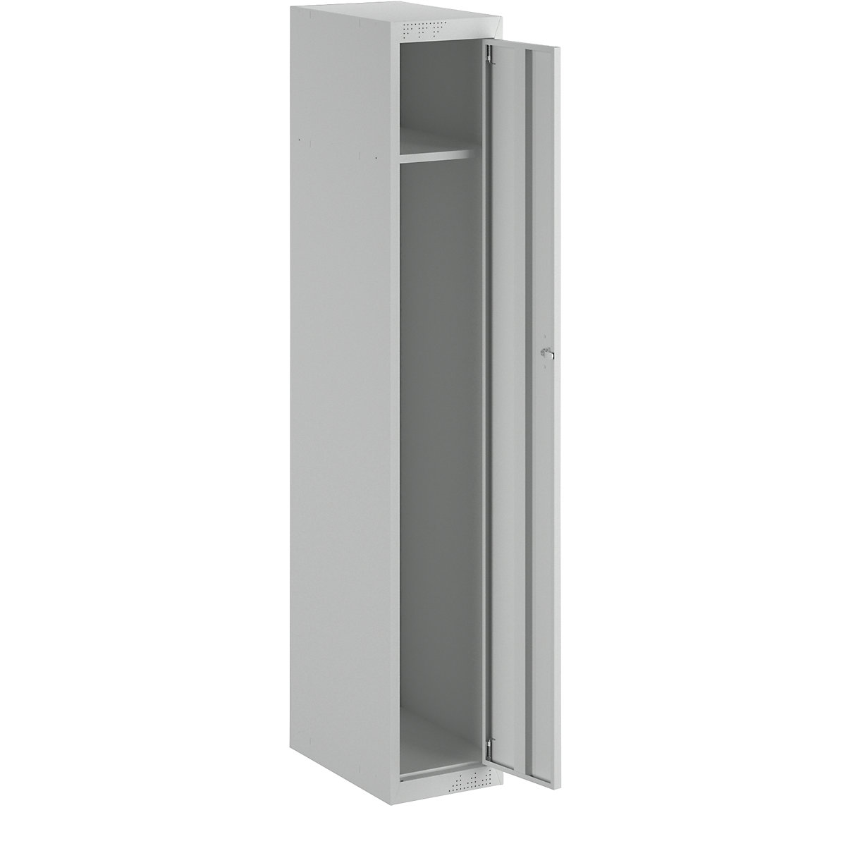 Cloakroom locker system – eurokraft basic, with standard and extension modules, HxWxD 1800 x 300 x 500 mm, 1 hat shelf, 1 clothes rail, light grey, standard unit-4