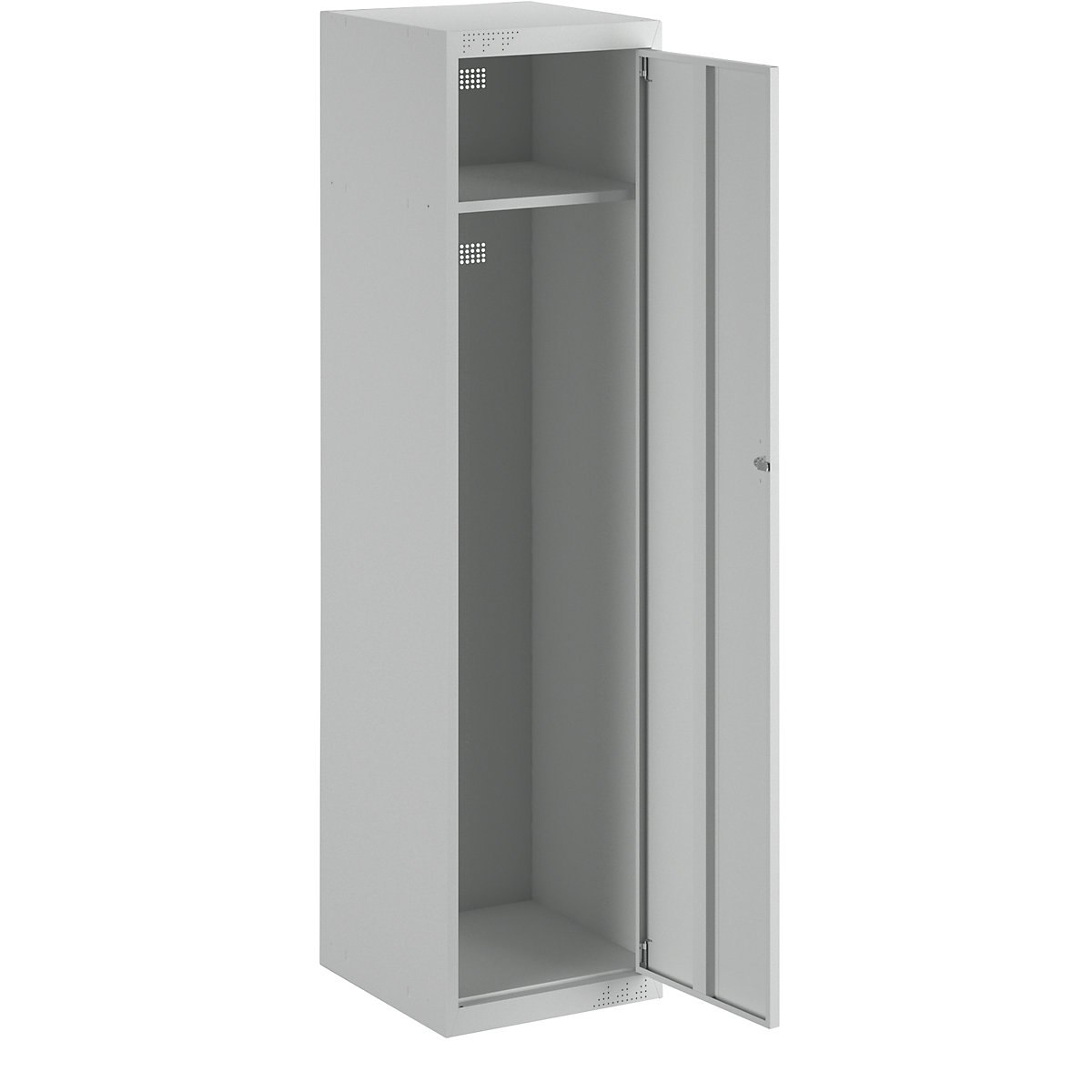 Cloakroom locker system – eurokraft basic, with standard and extension modules, HxWxD 1800 x 450 x 500 mm, 1 hat shelf, 1 clothes rail, light grey, standard unit-7