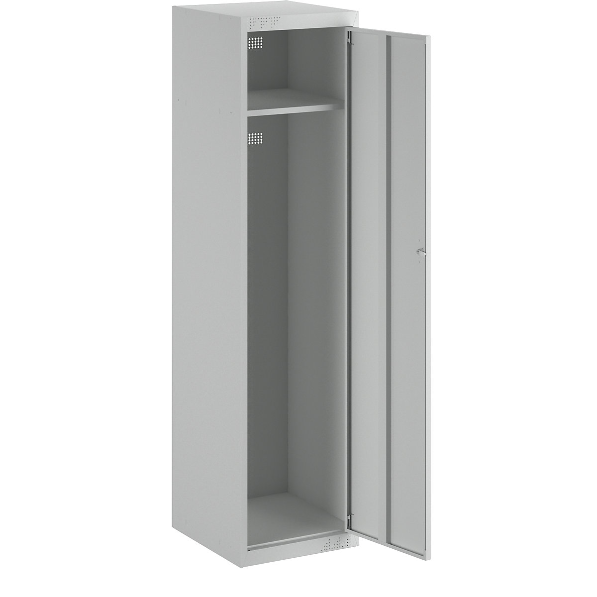 Cloakroom locker system – eurokraft basic, with standard and extension modules, HxWxD 1800 x 450 x 500 mm, 1 hat shelf, 1 clothes rail, light grey, extension unit-11