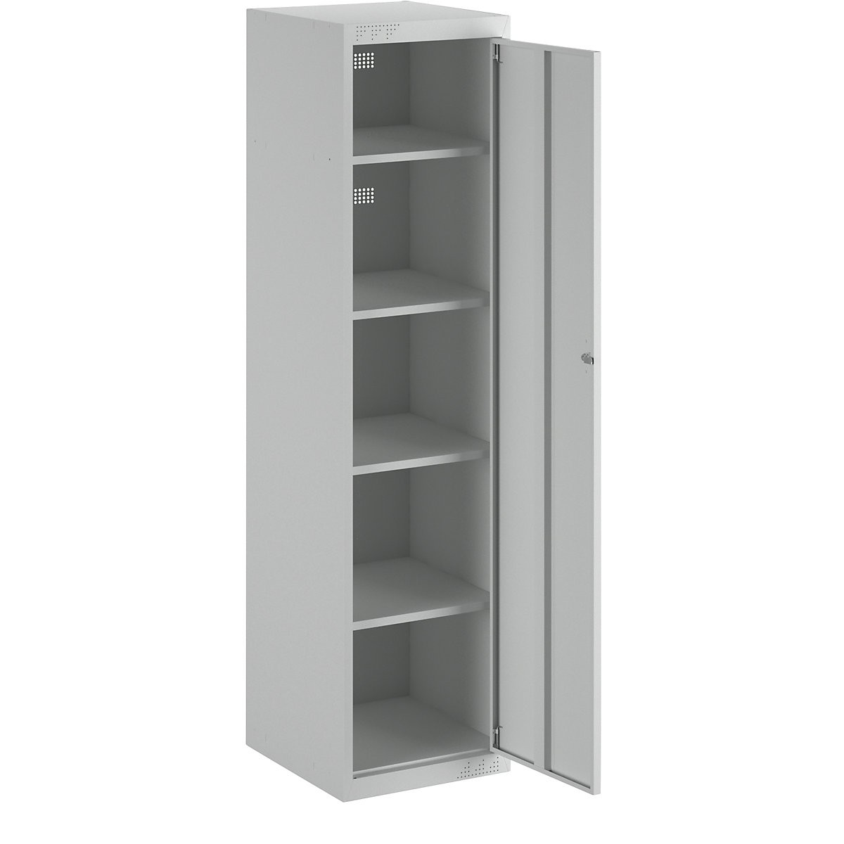 Cloakroom locker system – eurokraft basic, with standard and extension modules, HxWxD 1800 x 450 x 500 mm, 4 shelves, light grey, standard unit-8