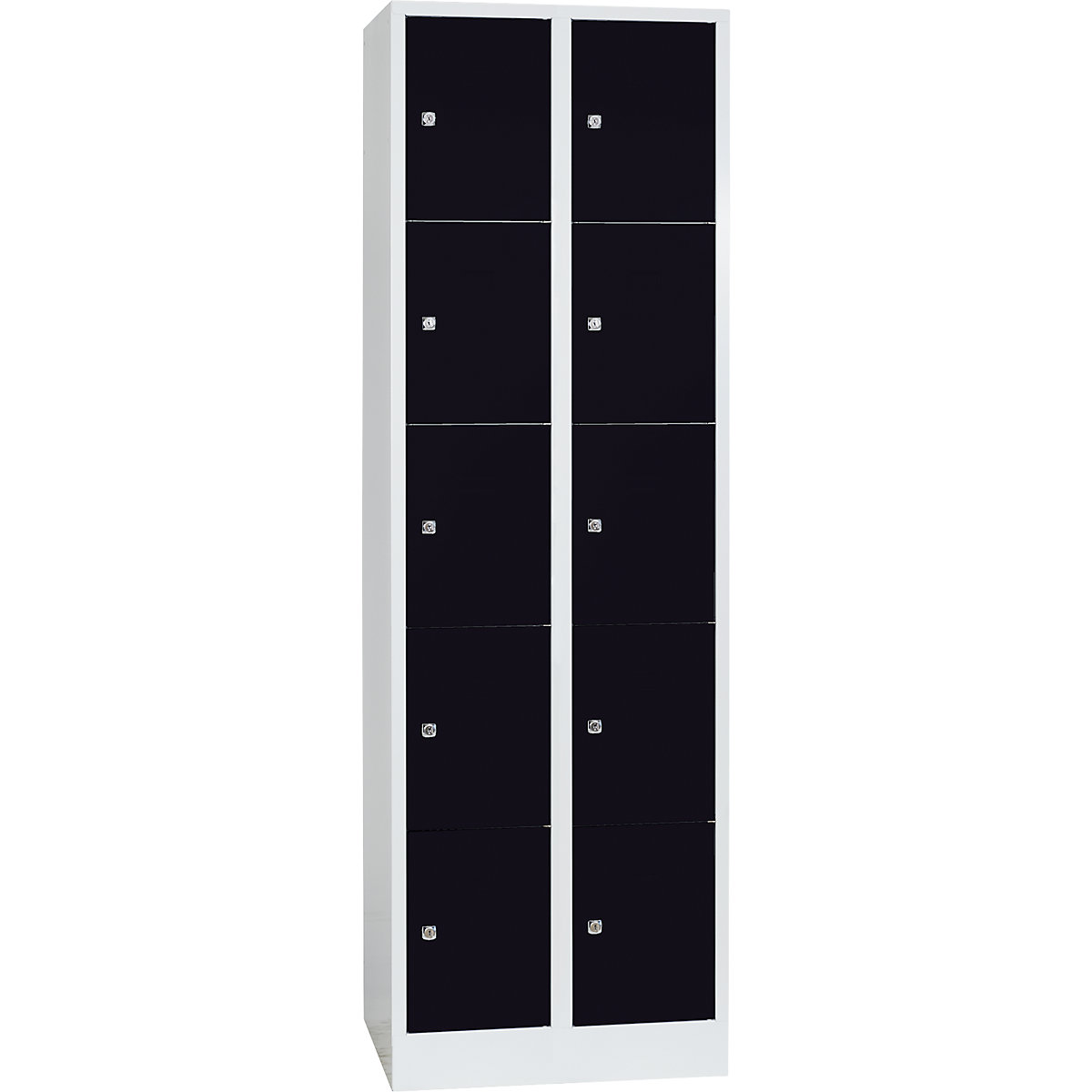 Cloakroom locker system – Wolf, 10 compartments, compartment width 300 mm, jet black / light grey-6