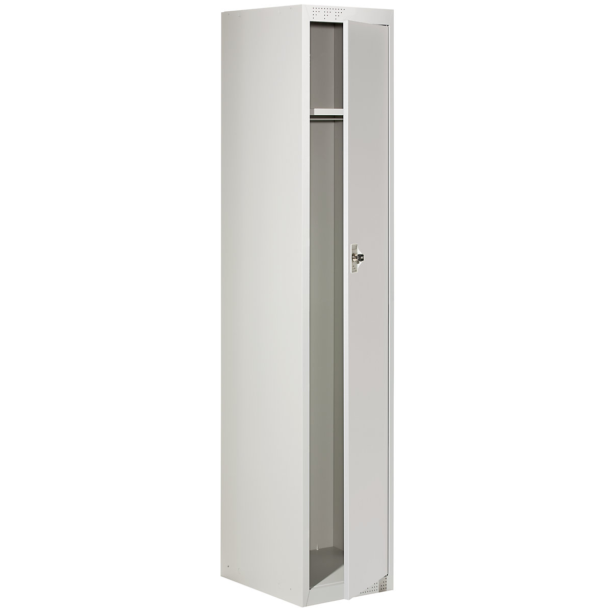 Cloakroom locker system – eurokraft basic, with standard and extension modules, HxWxD 1800 x 300 x 500 mm, 1 hat shelf, 1 clothes rail, light grey, standard unit-4