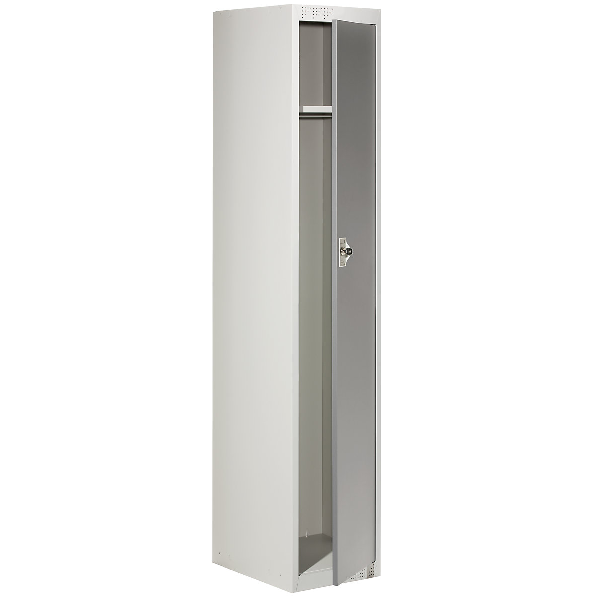 Cloakroom locker system – eurokraft basic, with standard and extension modules, HxWxD 1800 x 300 x 500 mm, 1 hat shelf, 1 clothes rail, light grey / basalt grey, standard unit-14