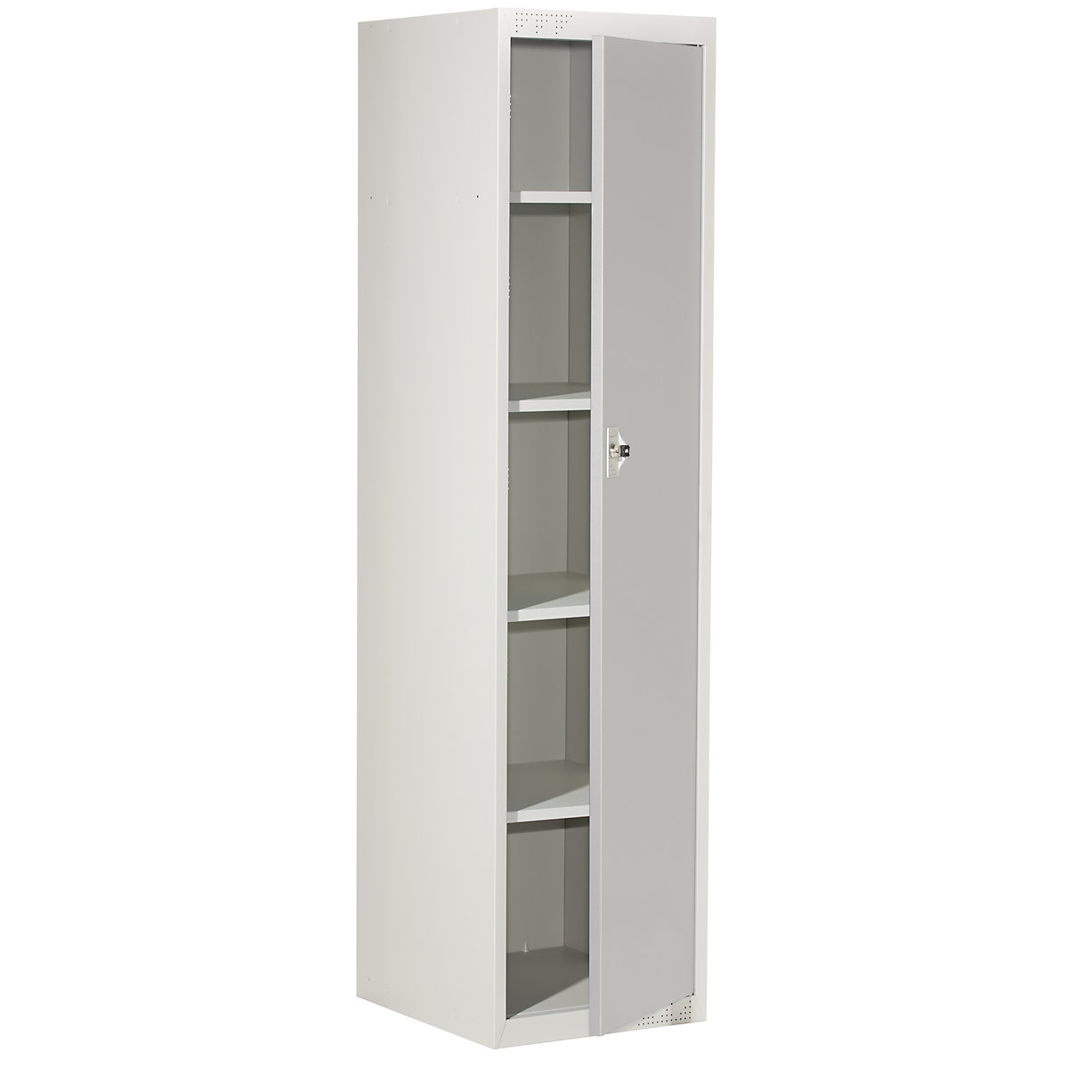Cloakroom locker system – eurokraft basic, with standard and extension modules, HxWxD 1800 x 450 x 500 mm, 4 shelves, light grey, standard unit-8