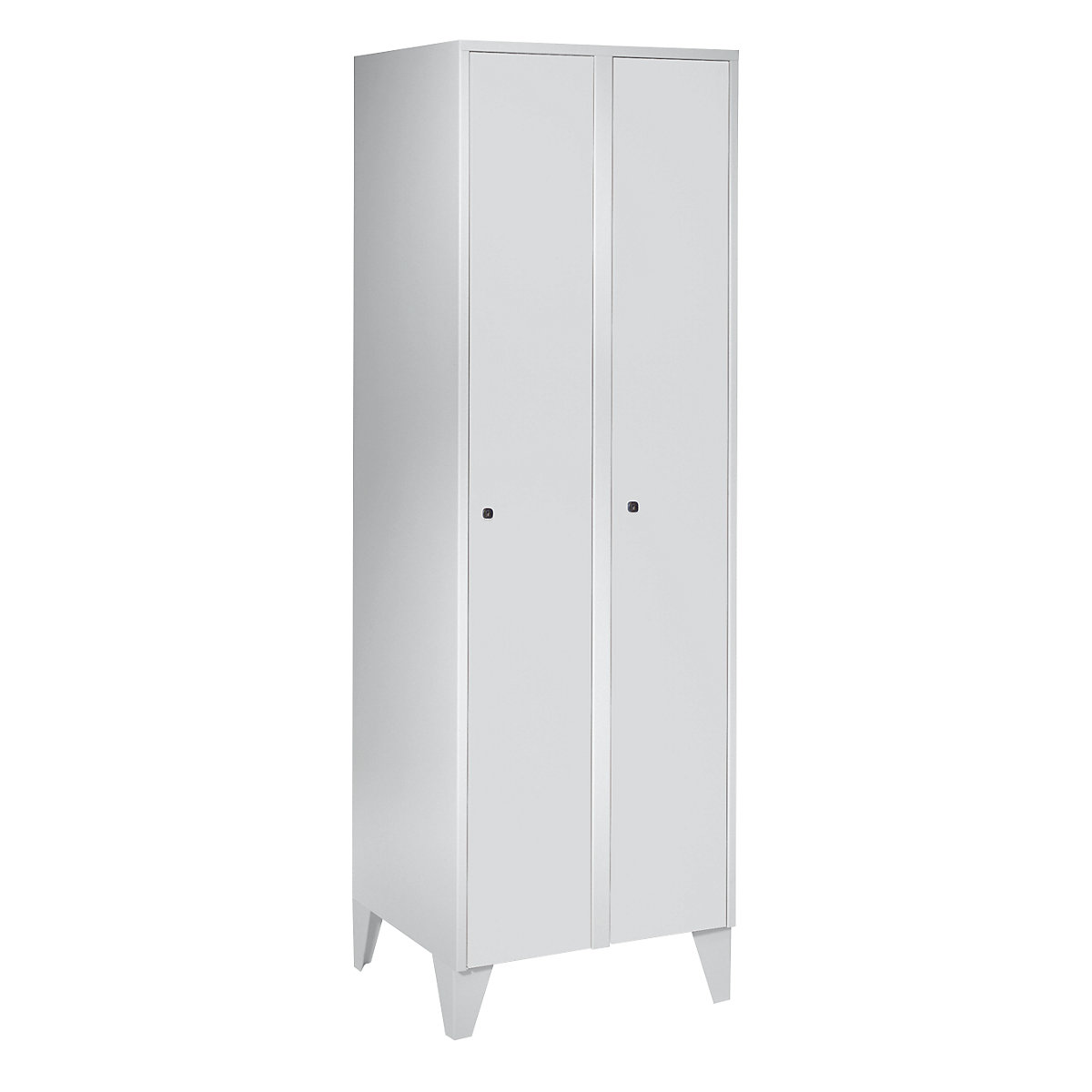 Cloakroom locker with feet – Wolf, HxWxD 1850 x 600 x 500 mm, 2 compartments, light grey-7