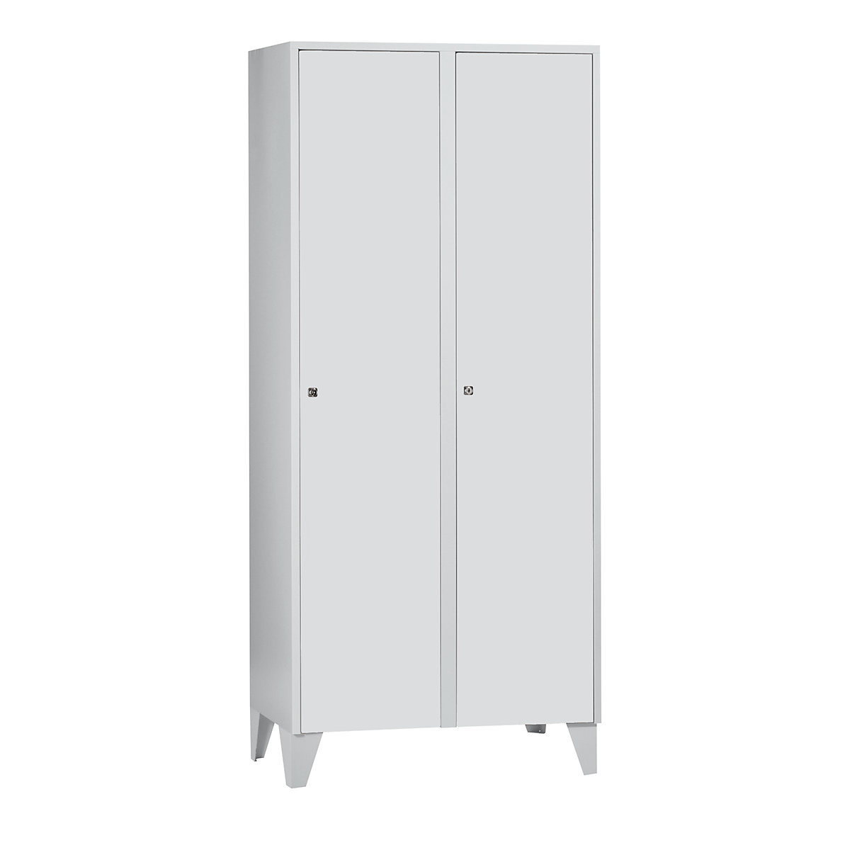 Cloakroom locker with feet – Wolf, HxWxD 1850 x 800 x 500 mm, 2 compartments, light grey-6