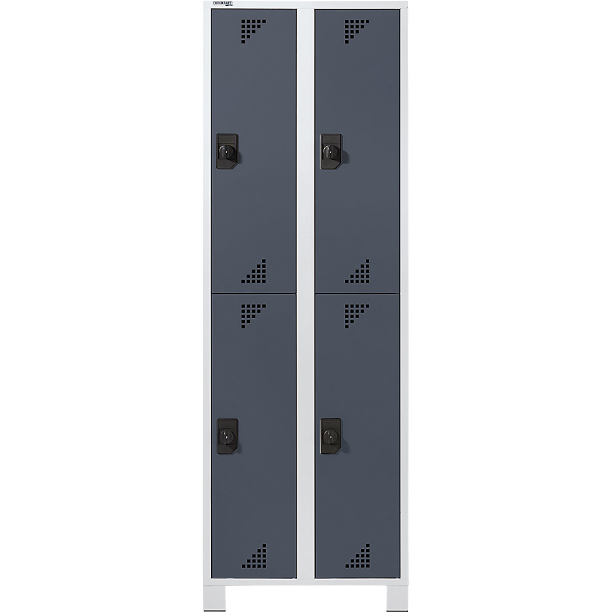 Cloakroom locker with half-height compartments – eurokraft pro, HxWxD 1800 x 600 x 500 mm, 4 compartments, light grey body, charcoal doors-5