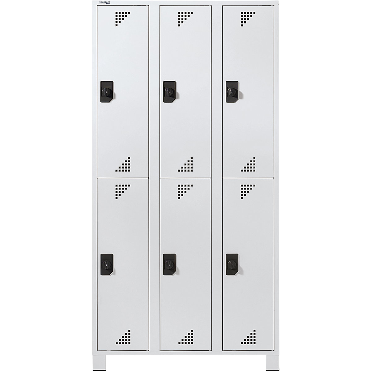 Cloakroom locker with half-height compartments – eurokraft pro, HxWxD 1800 x 900 x 500 mm, 6 compartments, completely light grey-6