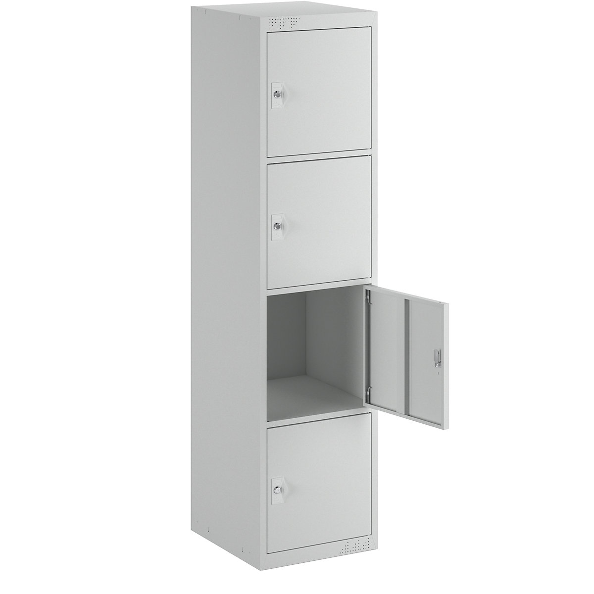 Clothes locker with 4 individual lockers, HxWxD 1800 x 450 x 500 mm, light grey, standard unit-3