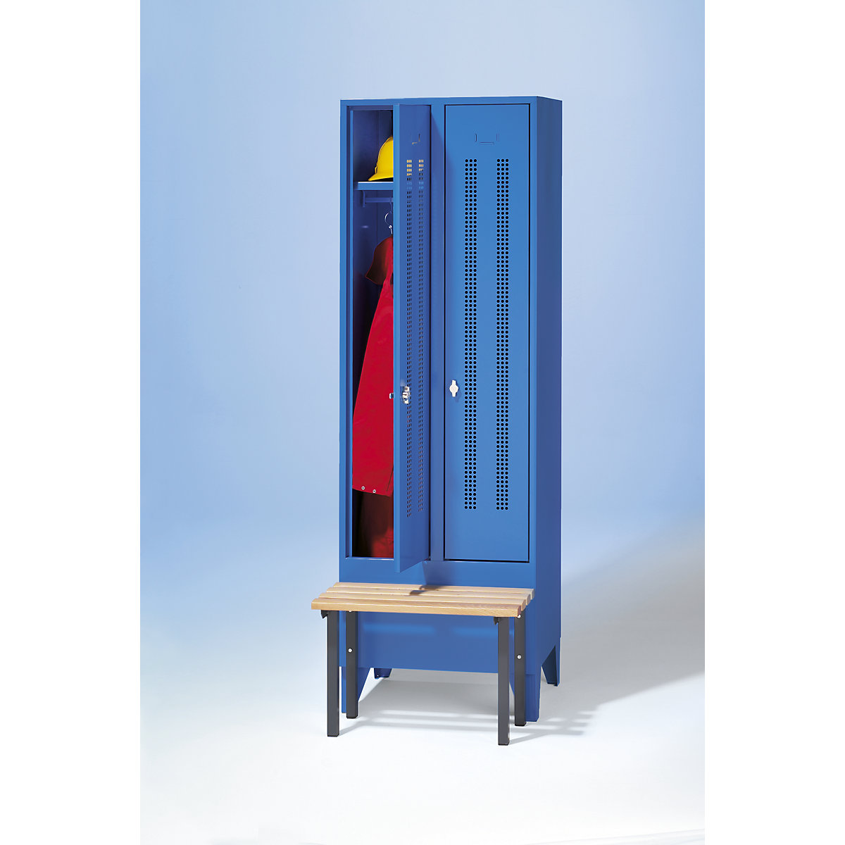 Clothes locker with bench mounted in front – Wolf (Product illustration 2)-1