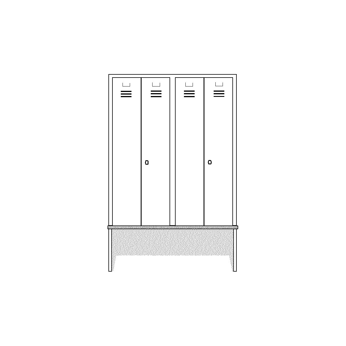 Clothes locker with bench mounted in front – Wolf (Product illustration 3)-2