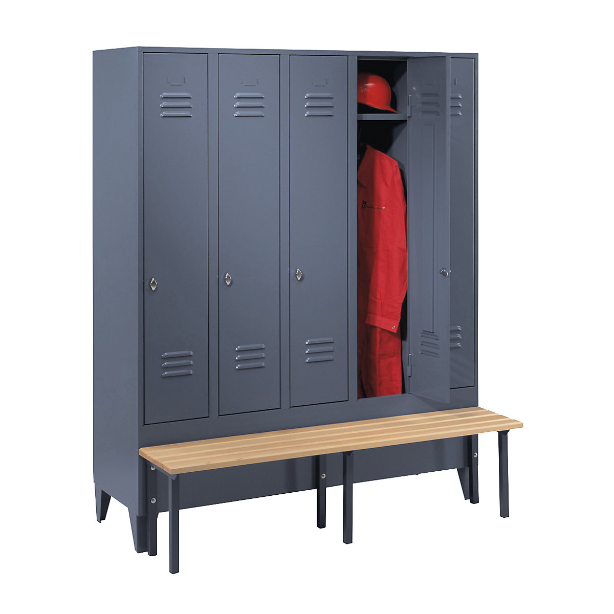 Clothes locker with bench mounted in front - Wolf